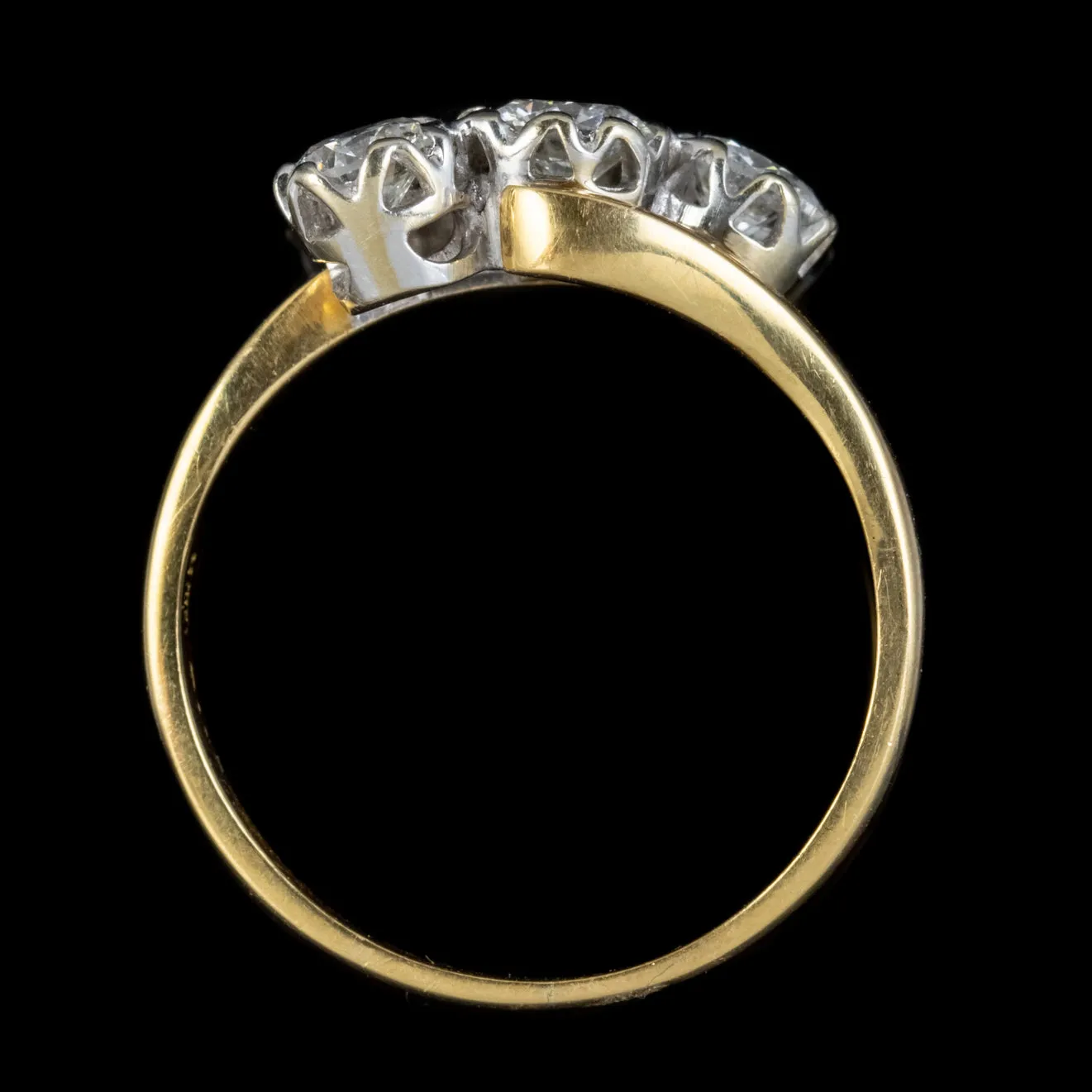 Vintage Diamond Trilogy Twist Engagement Ring 18Ct Gold 1.60Ct Diamonds