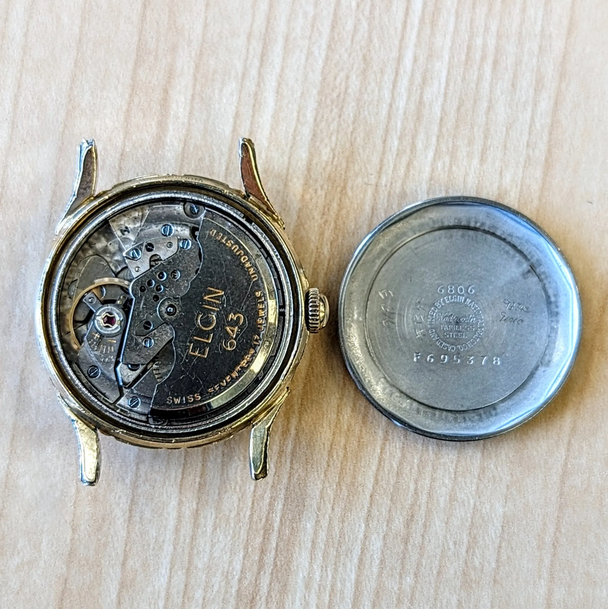 Vintage ELGIN Automatic Watch Durapower Shockmaster Ref. 6806 Wristwatch "Bottlecap"