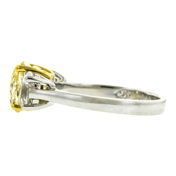 Vintage Fancy Yellow Diamond Ring, Oval 1.58ct