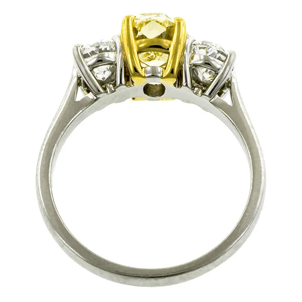Vintage Fancy Yellow Diamond Ring, Oval 1.58ct