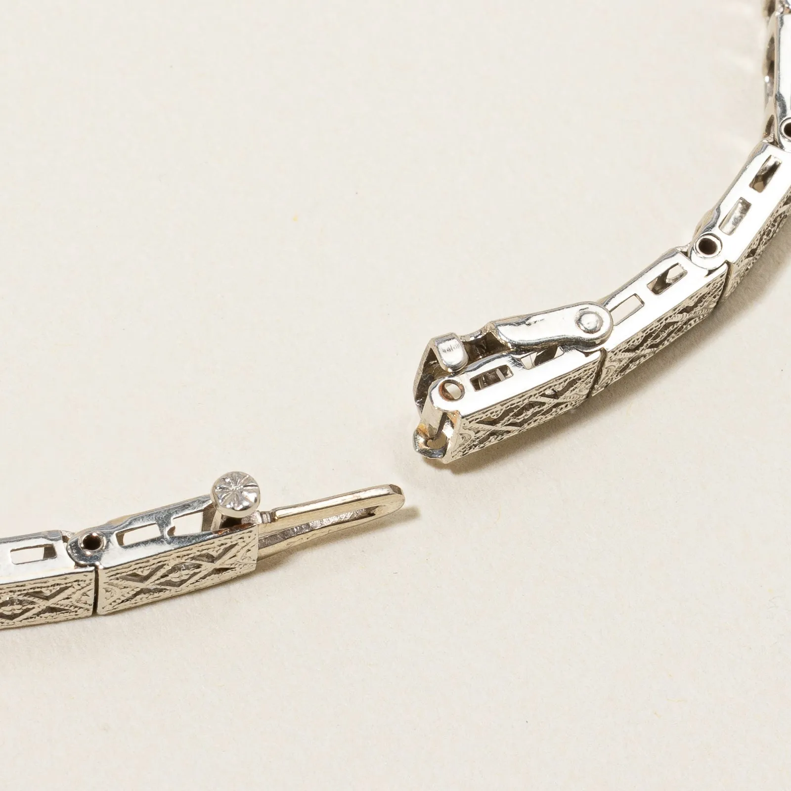 Vintage Natural Diamond & Synthetic Sapphire Line Bracelet | 0.08 ct, 0.16ctw | 7"