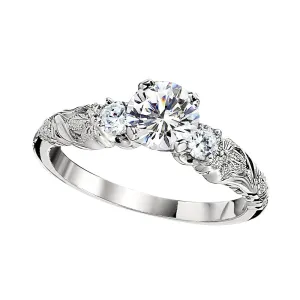 Vintage Style Flower Engraved Engagement Rings