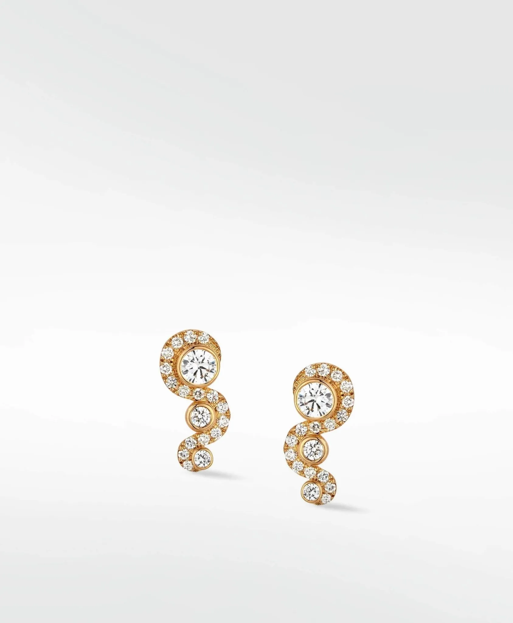 Wave Diamond Stud Earrings