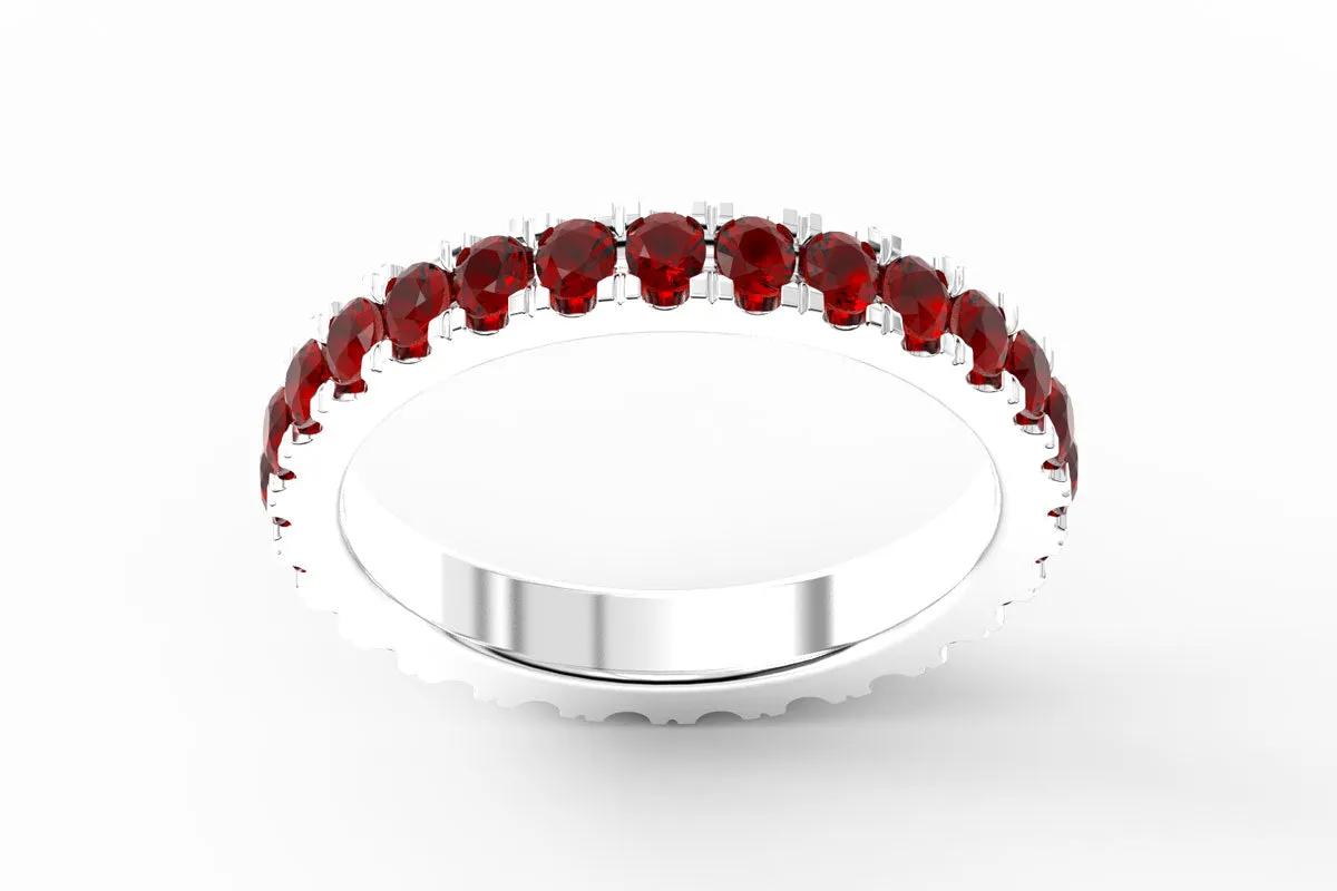 WHITE GOLD BIRTHSTONE ETERNITY PAVE STACKING RING