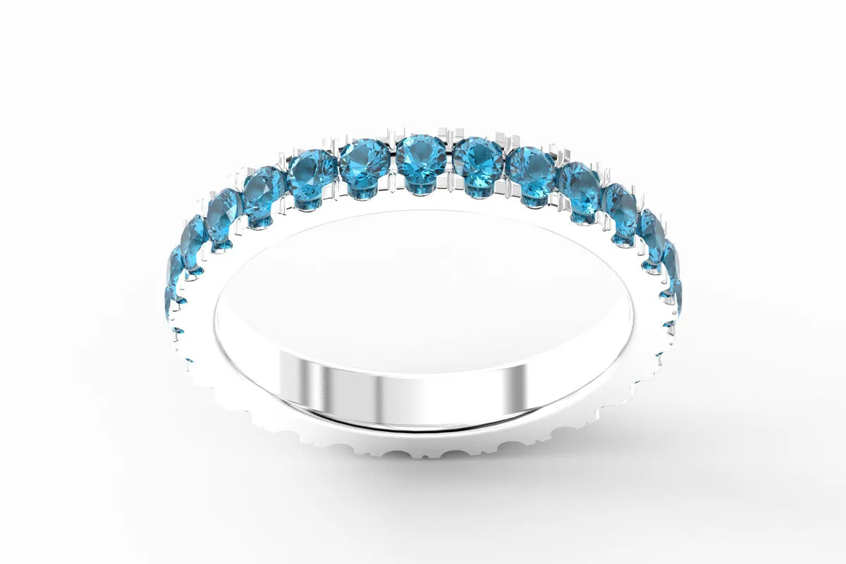 WHITE GOLD BIRTHSTONE ETERNITY PAVE STACKING RING