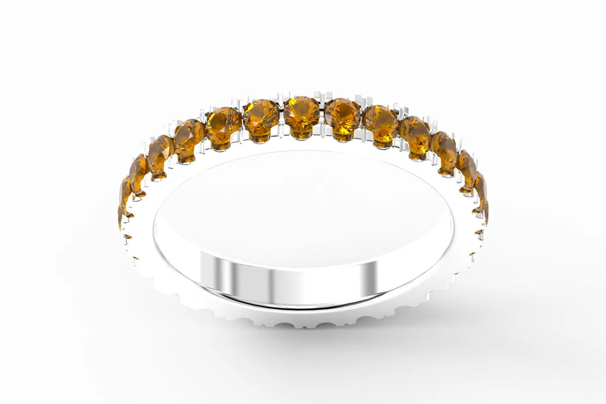 WHITE GOLD BIRTHSTONE ETERNITY PAVE STACKING RING