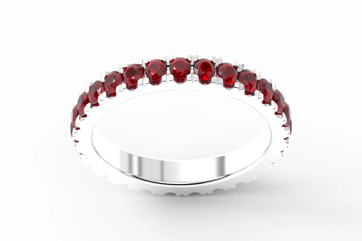 WHITE GOLD BIRTHSTONE ETERNITY PAVE STACKING RING