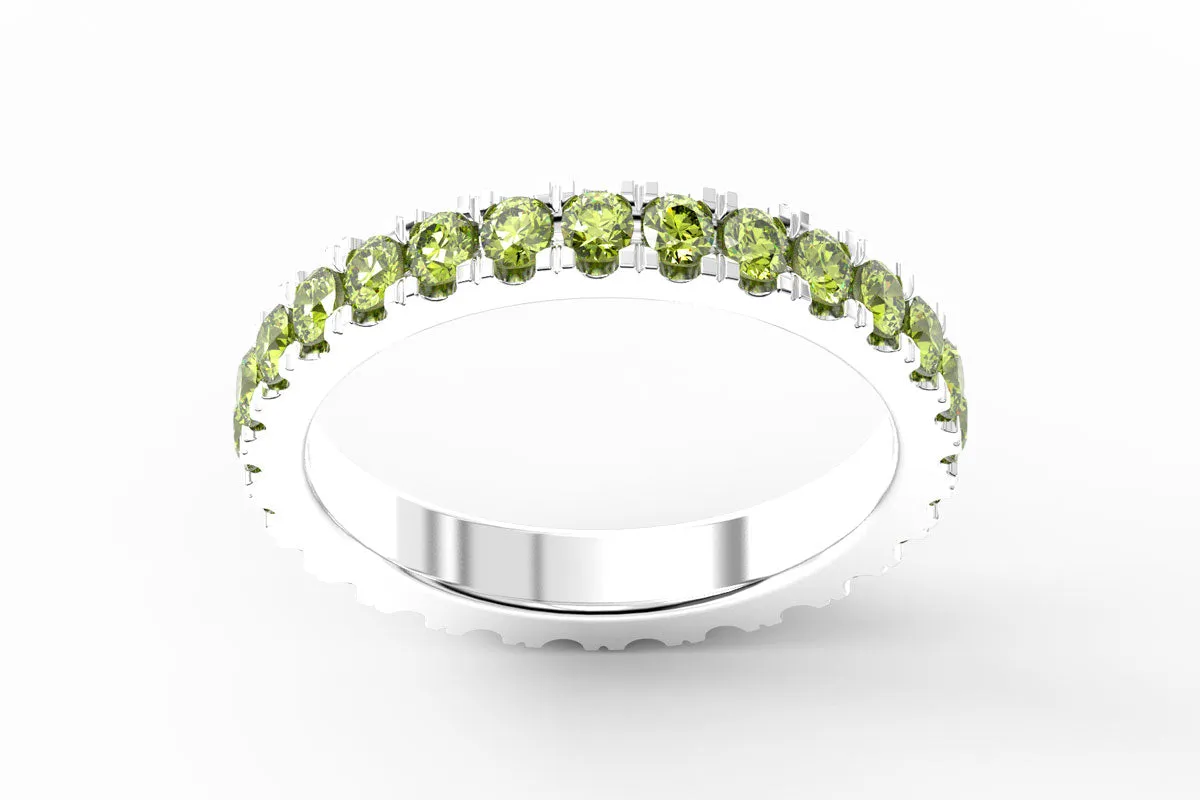 WHITE GOLD BIRTHSTONE ETERNITY PAVE STACKING RING