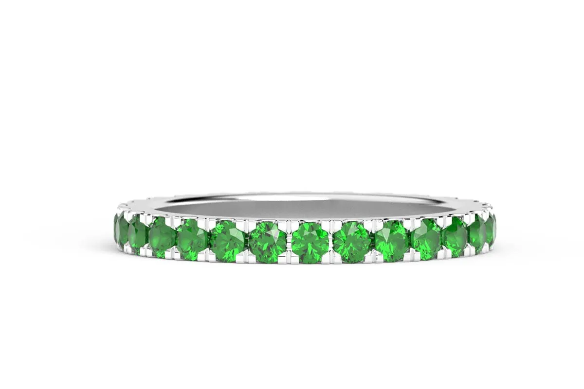 WHITE GOLD BIRTHSTONE ETERNITY PAVE STACKING RING