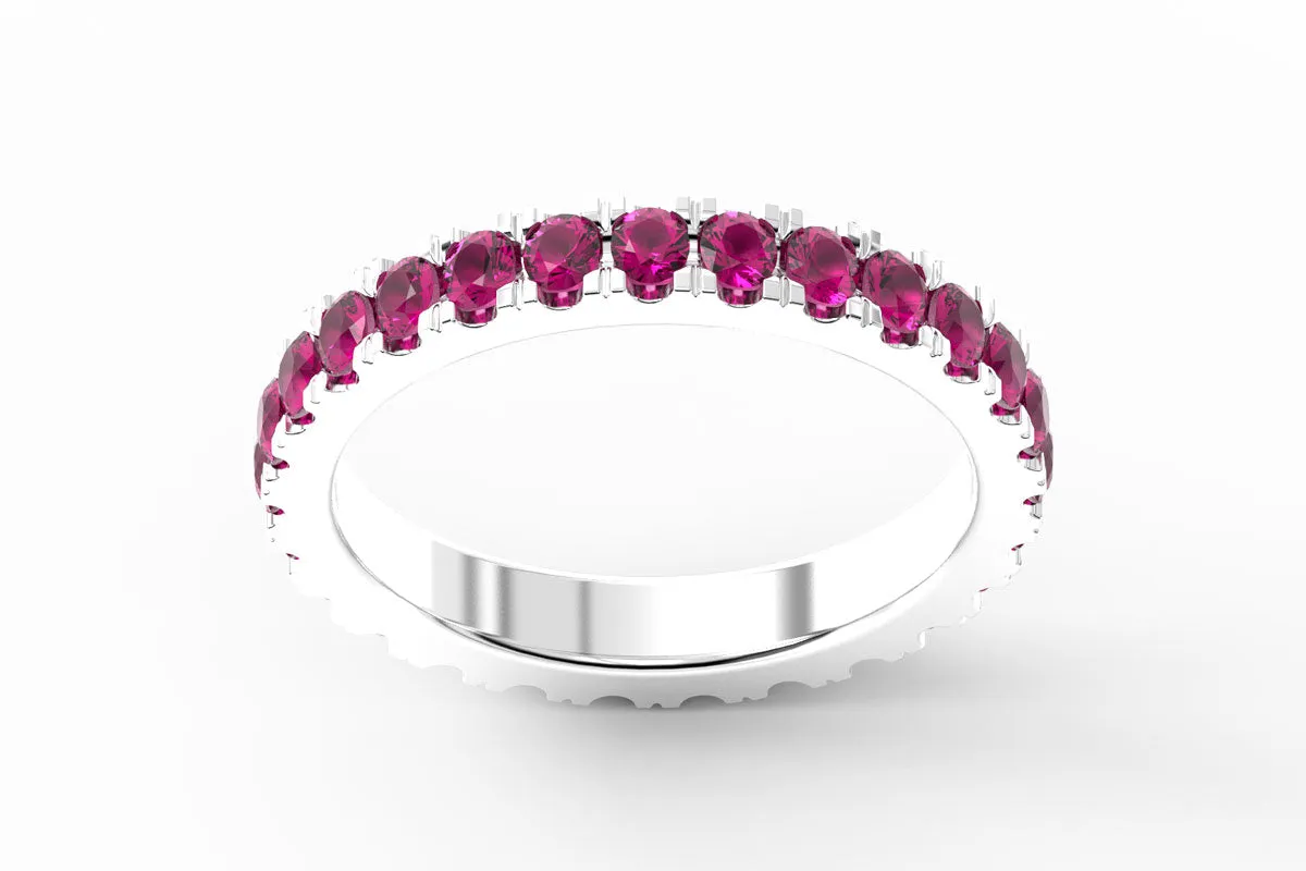 WHITE GOLD BIRTHSTONE ETERNITY PAVE STACKING RING