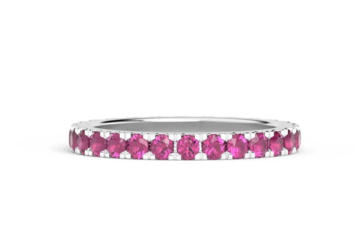 WHITE GOLD BIRTHSTONE ETERNITY PAVE STACKING RING