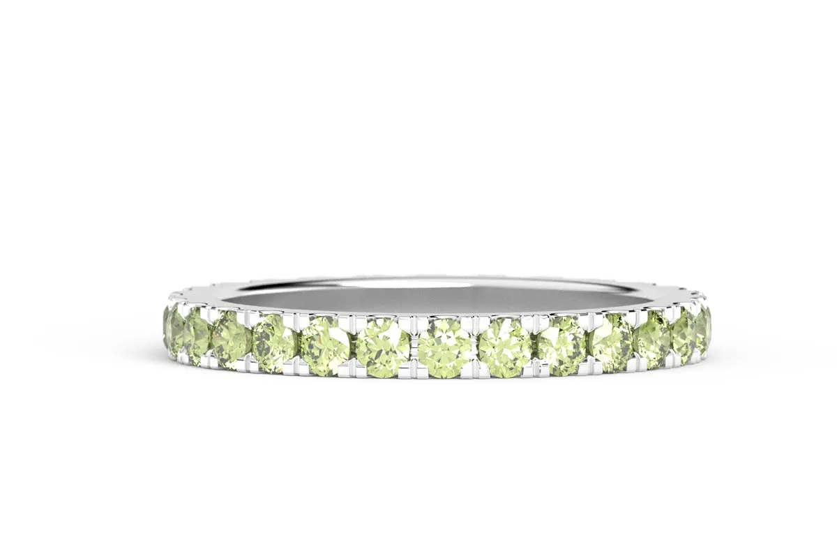 WHITE GOLD BIRTHSTONE ETERNITY PAVE STACKING RING