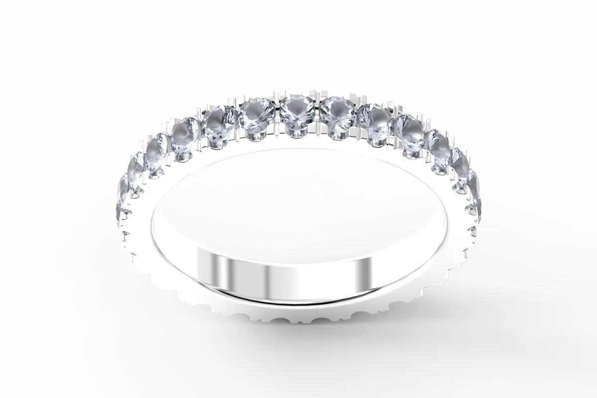 WHITE GOLD BIRTHSTONE ETERNITY PAVE STACKING RING