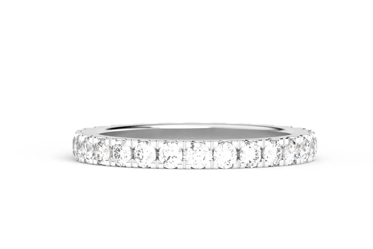 WHITE GOLD BIRTHSTONE ETERNITY PAVE STACKING RING