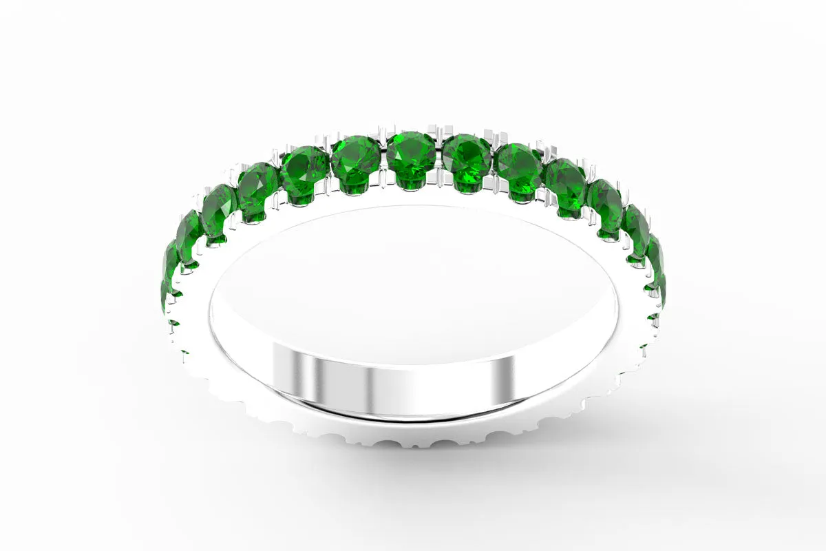 WHITE GOLD BIRTHSTONE ETERNITY PAVE STACKING RING