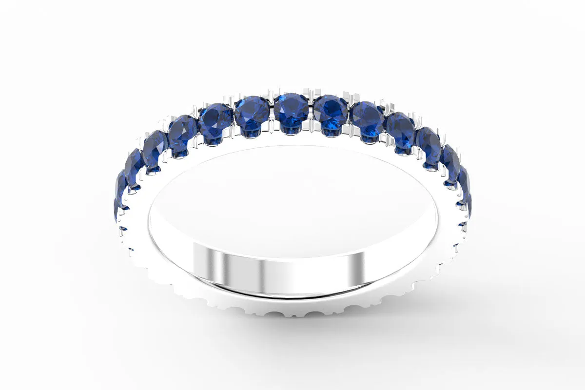 WHITE GOLD BIRTHSTONE ETERNITY PAVE STACKING RING