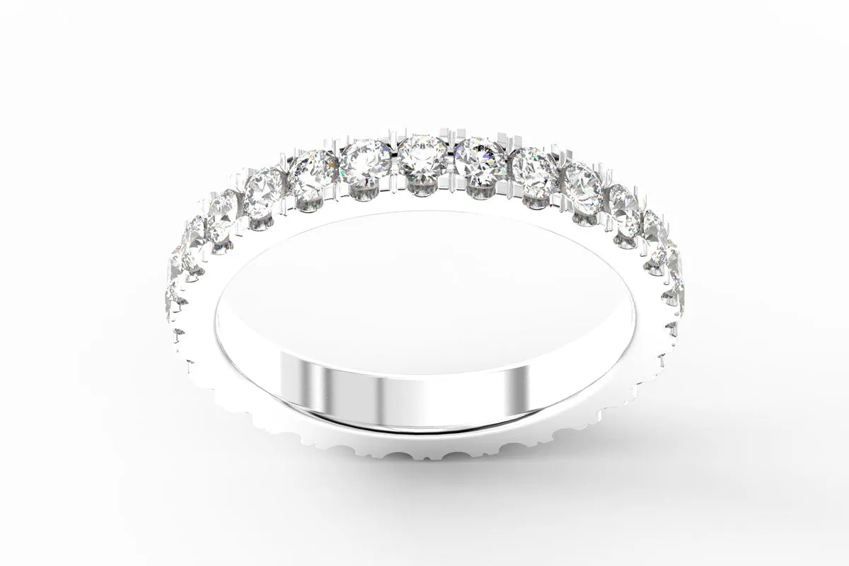 WHITE GOLD BIRTHSTONE ETERNITY PAVE STACKING RING