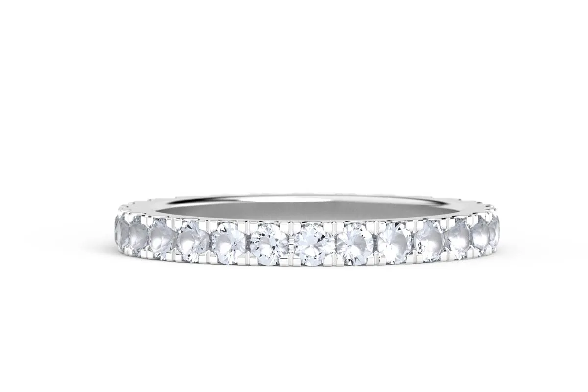 WHITE GOLD BIRTHSTONE ETERNITY PAVE STACKING RING