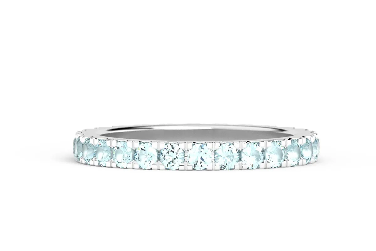 WHITE GOLD BIRTHSTONE ETERNITY PAVE STACKING RING