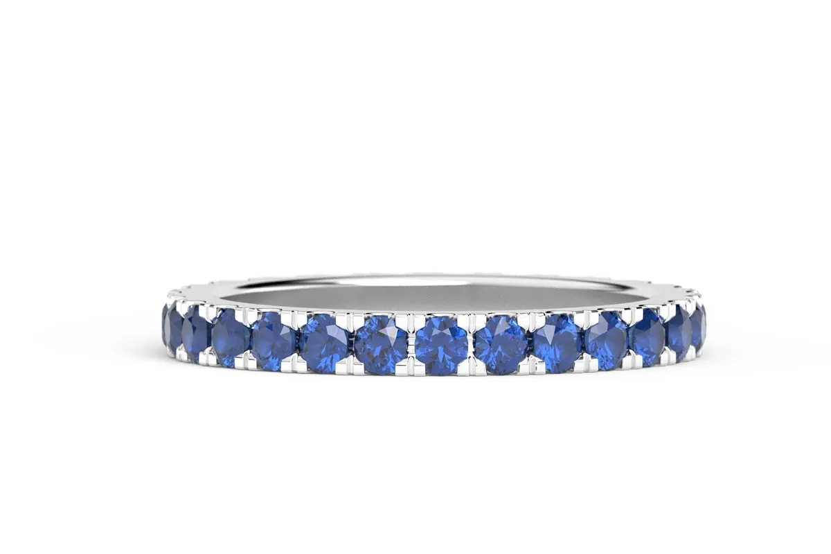 WHITE GOLD BIRTHSTONE ETERNITY PAVE STACKING RING