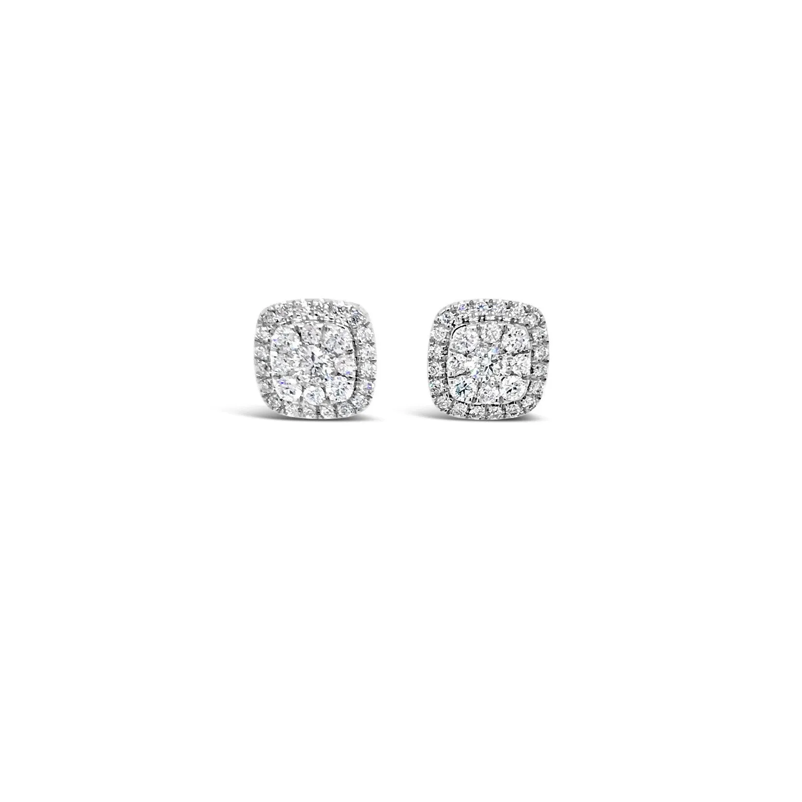 White gold cushion shaped diamond cluster earrings 0.51ct