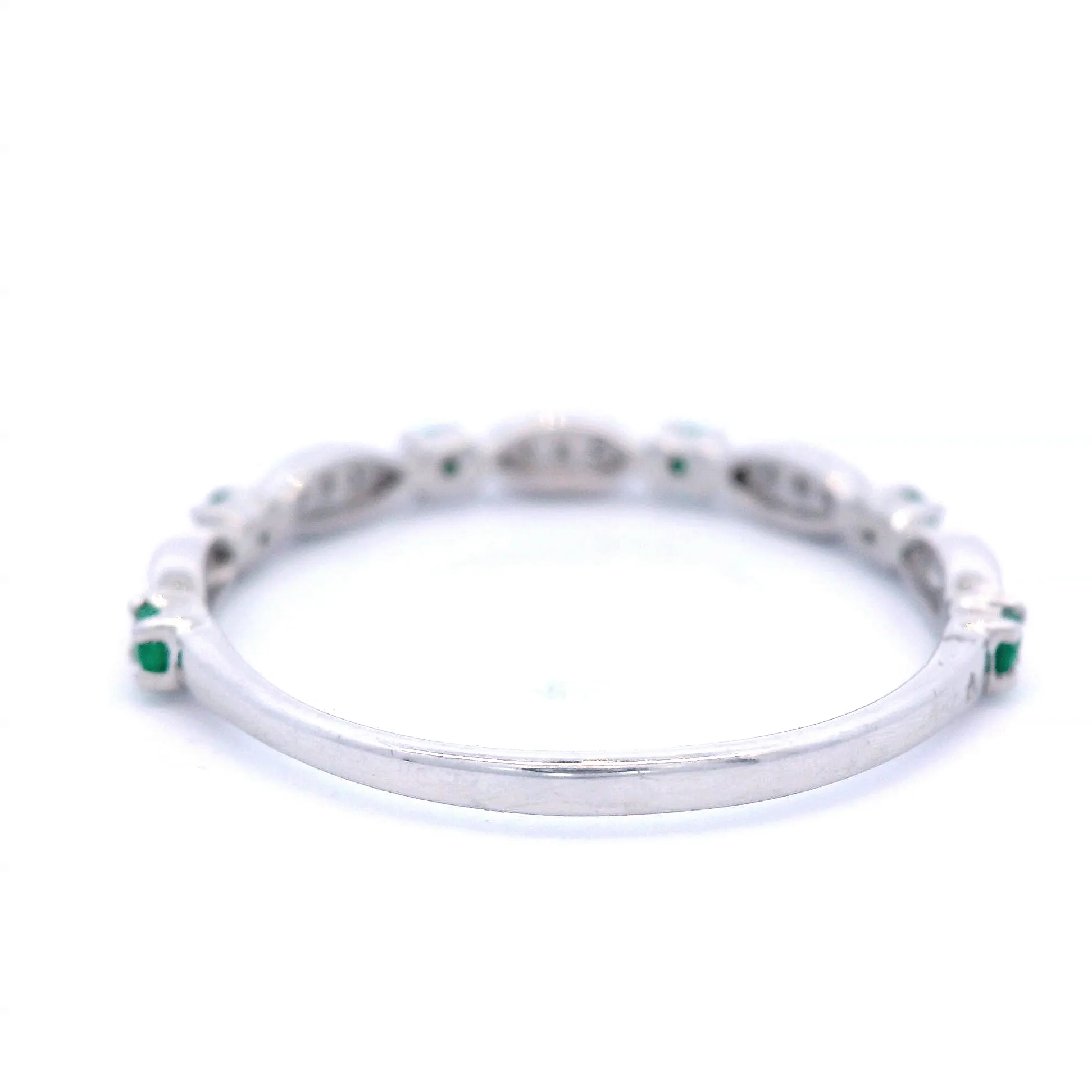 White Gold Diamond and Emerald Dress Ring