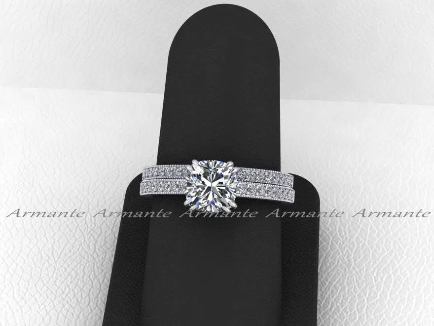 White Gold Moissanite & Diamond Rings Set