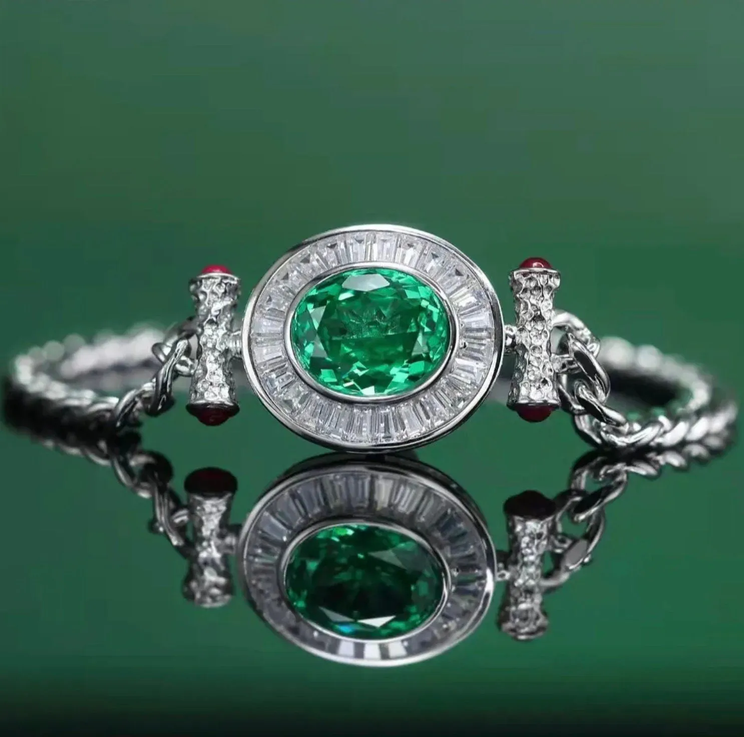 Womens Bracelet | Diamond Bracelet | Womens Diamond Bracelet | Green Gemstone Bracelet | Green Diamond Bracelet | Womens Silver Bracelets