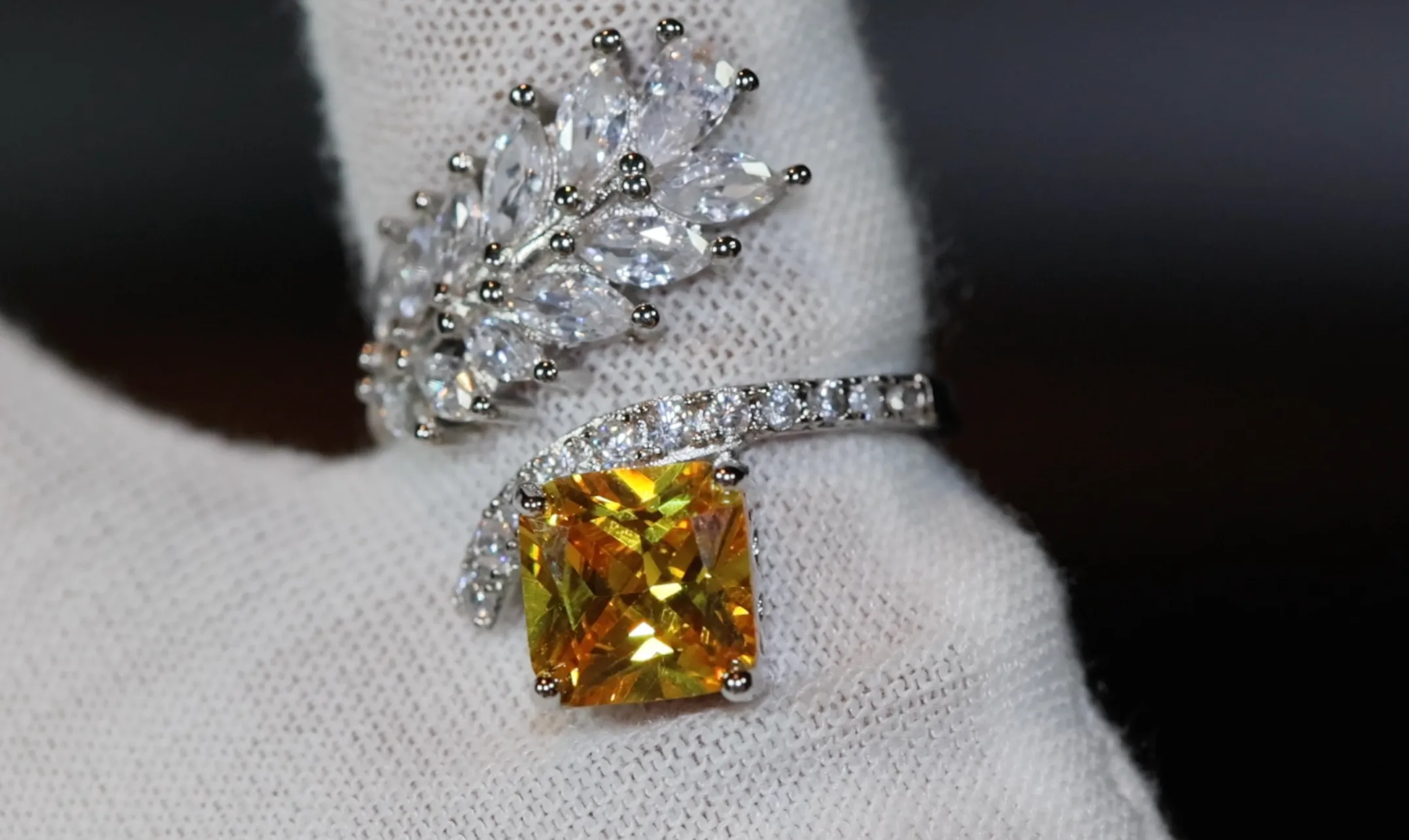 Womens Ring | Emerald Diamond Ring | Princess Cut Ring | Yellow Diamond Ring | Baguette Ring | Womens Statement Ring | Cushion Ring