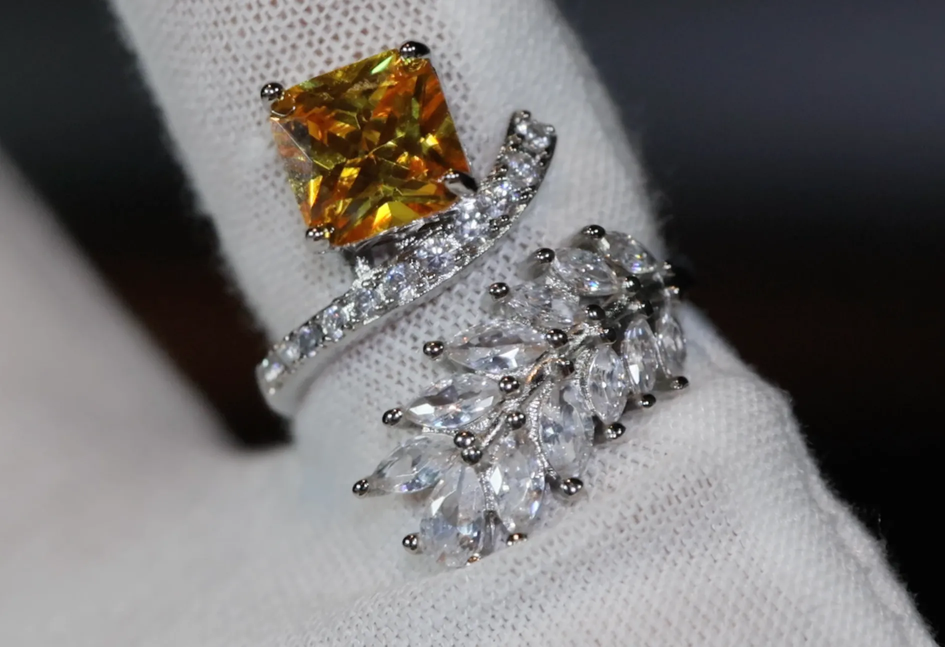 Womens Ring | Emerald Diamond Ring | Princess Cut Ring | Yellow Diamond Ring | Baguette Ring | Womens Statement Ring | Cushion Ring