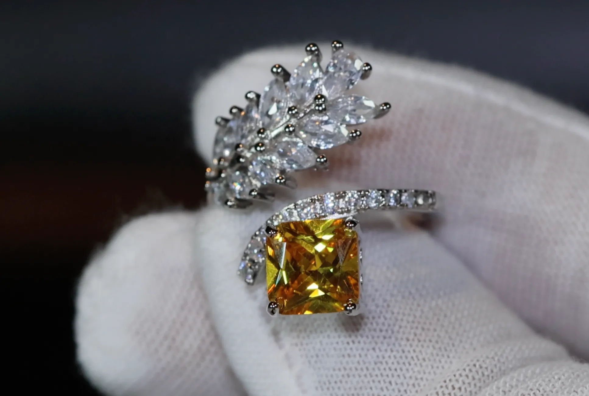 Womens Ring | Emerald Diamond Ring | Princess Cut Ring | Yellow Diamond Ring | Baguette Ring | Womens Statement Ring | Cushion Ring