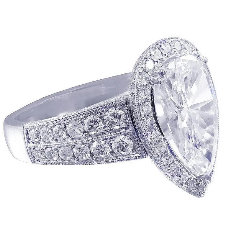 Womens Ring | Iced Out Ring | Engagement Ring Diamond | Engagement Rings UK | Pear Shaped Engagement Ring | Teardrop Ring | Promise Ring