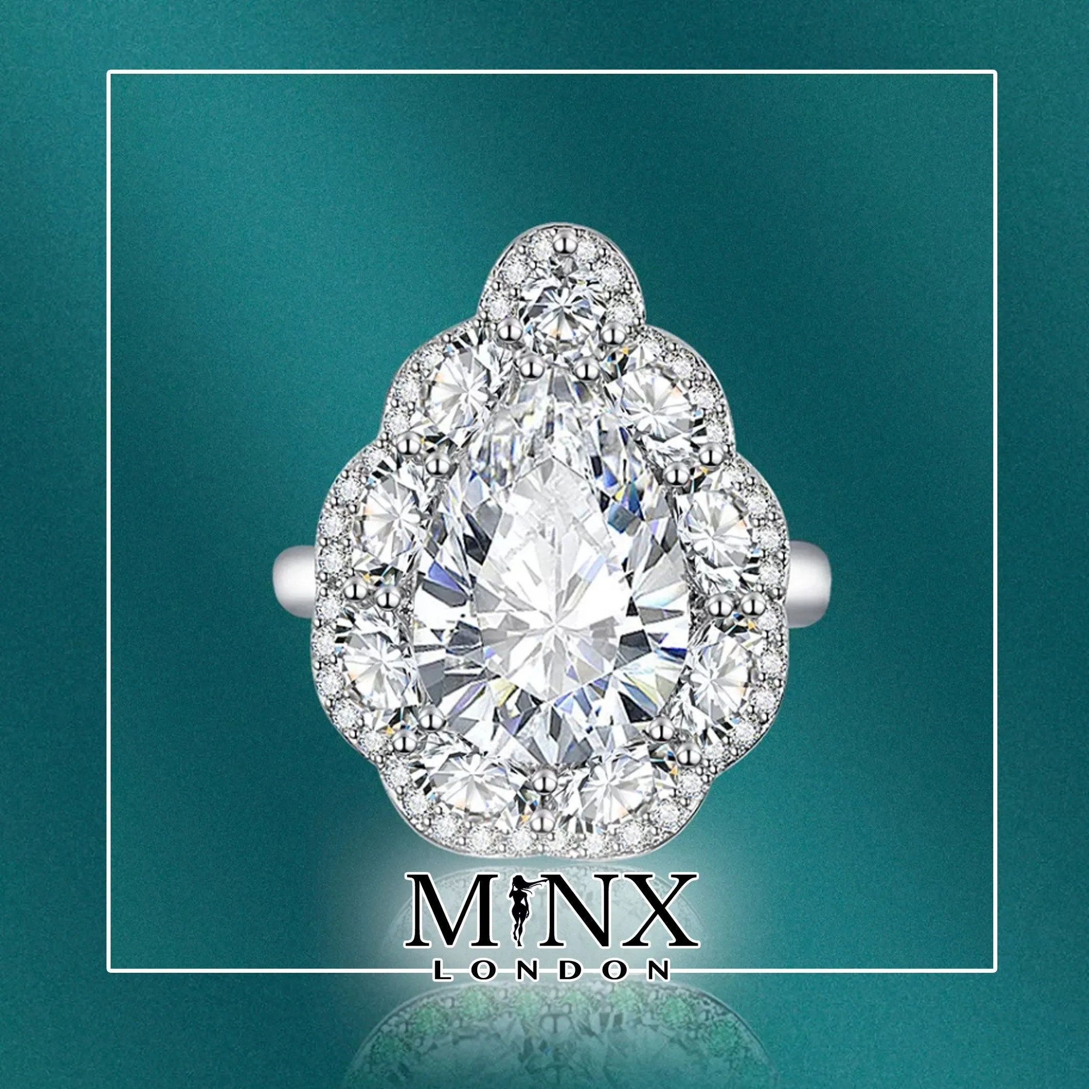 Womens Ring | Teardrop Ring | Engagement Ring Diamond | Engagement Rings UK | Pear Shaped Engagement Ring | Halo Ring | Promise Ring