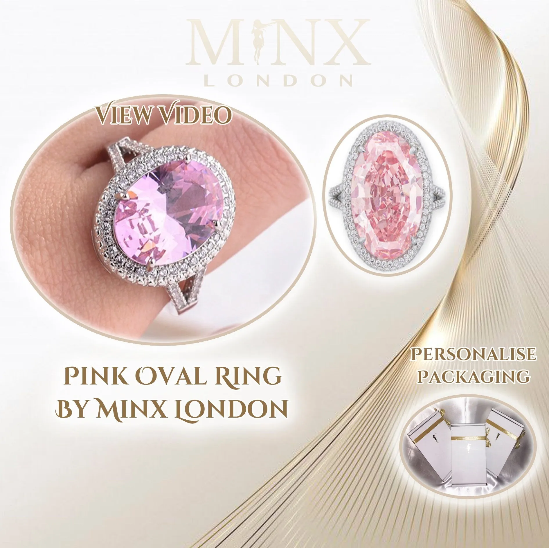 Womens Round Ring | Pink Ring | Oval Ring | Engagement Ring | Gemstone Ring | Pink Diamond Ring | Round Diamond Ring | Halo Ring | Big Ring