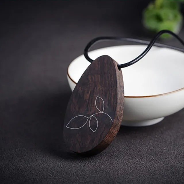 Wooden Pendant on Rope Chain Necklace