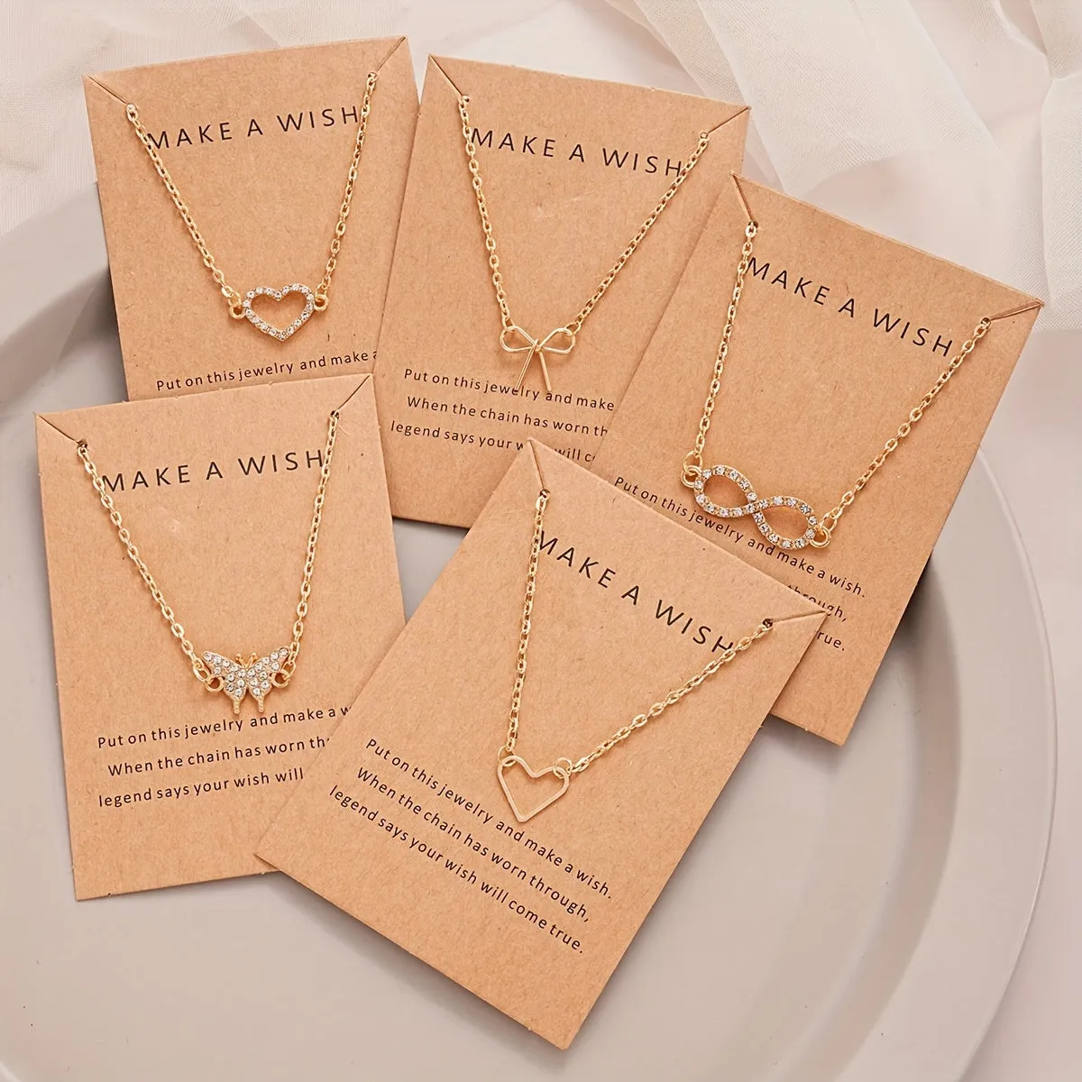 Y2K & Heart Necklace Set, Rhinestone Accents, Ideal Gift