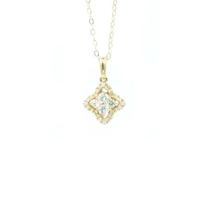 Yellow Gold and Diamond Pendant With Chain