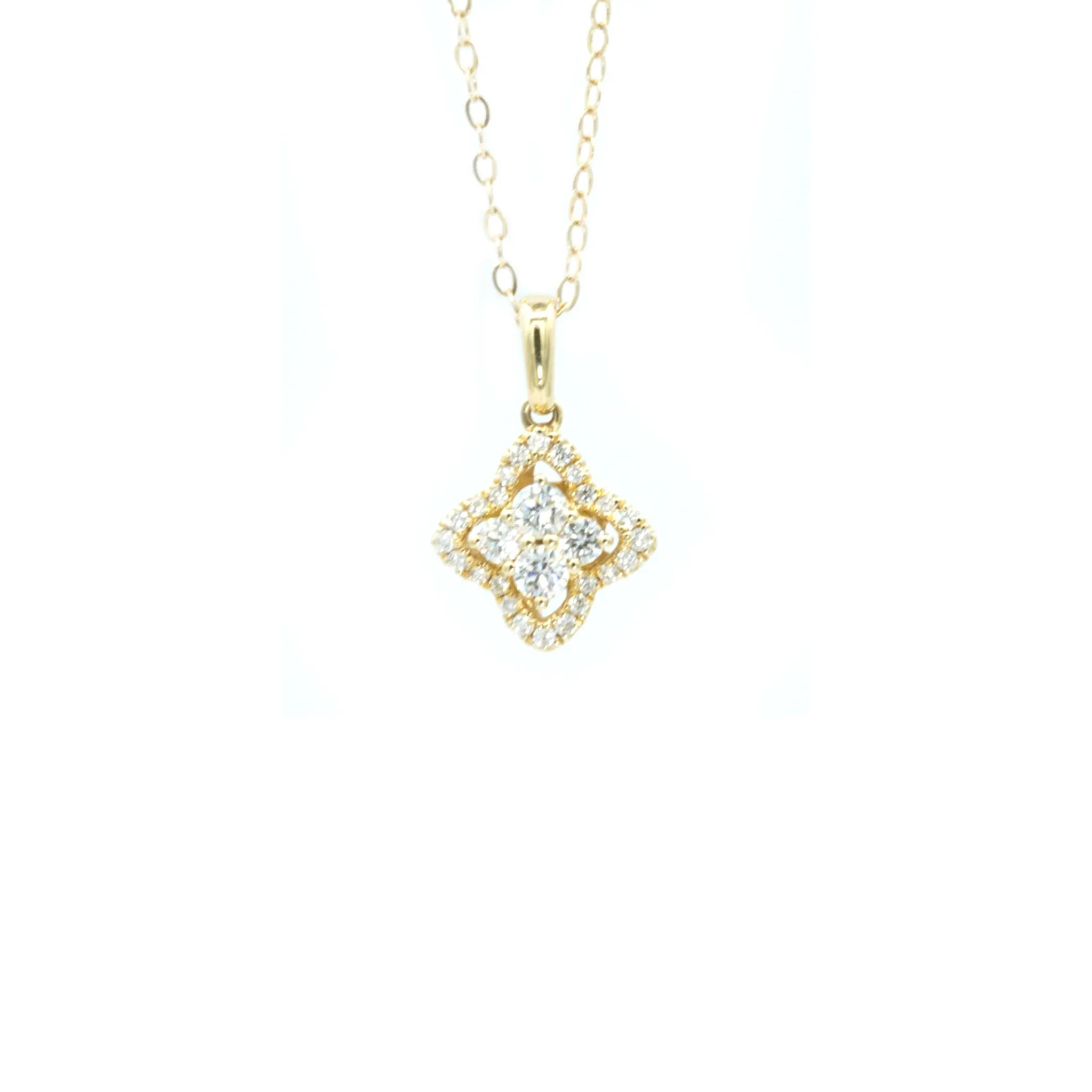 Yellow Gold and Diamond Pendant With Chain