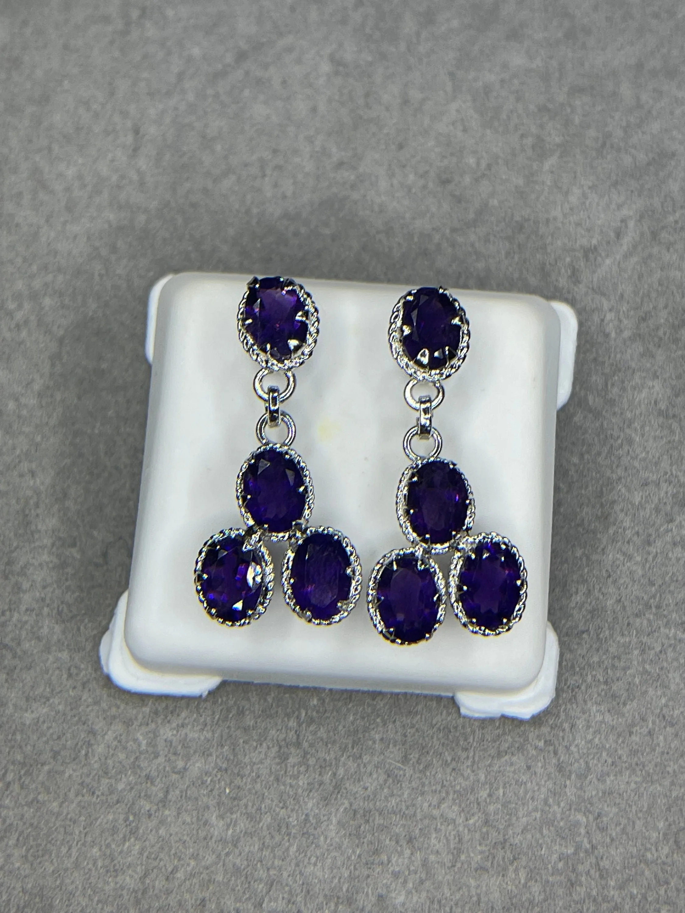 Zambian Amethyst Dangle Sterling Silver Earrings