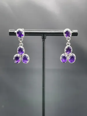 Zambian Amethyst Dangle Sterling Silver Earrings